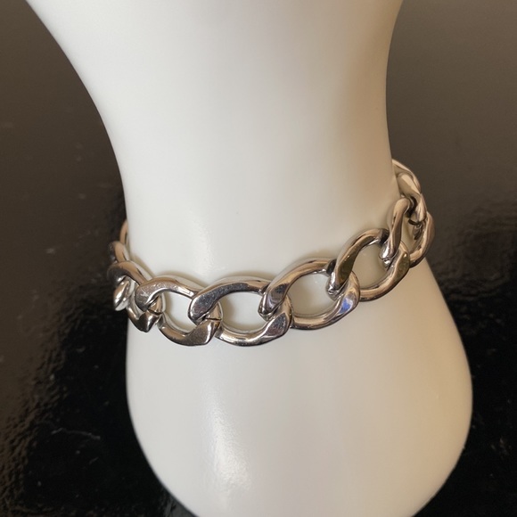 Juicy Coutures Link Bracelet Rhinestone and Silvertone Toggle Clasp - Picture 7 of 11